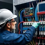 전력선 해석 - **Prompt 1: Overloaded Legacy Infrastructure**
    "A skilled electrical technician, male, wearing a...