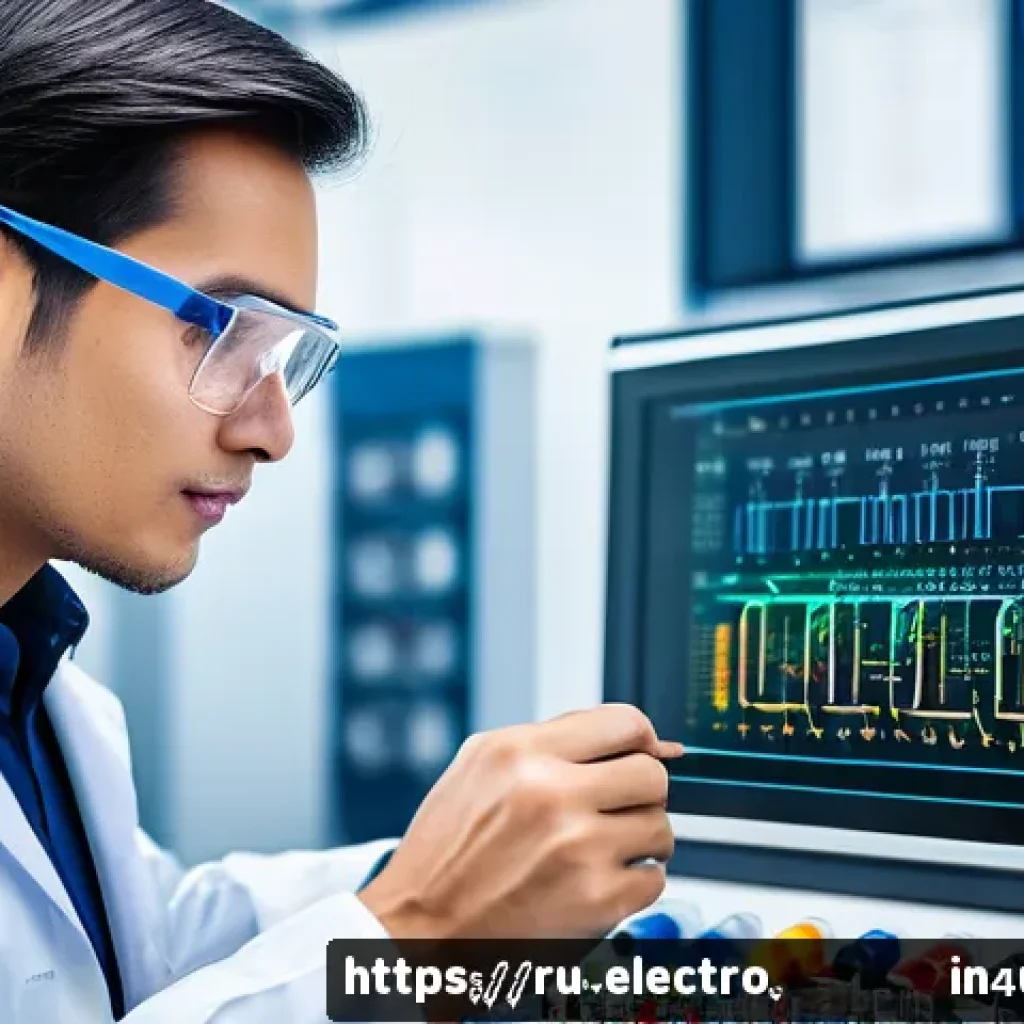 직류회로 해석 - A detailed educational scene showing an engineer in a modern laboratory analyzing a complex DC circu...