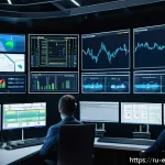 Home 20 PID 제어기 설계 - A detailed, realistic industrial control room featuring engineers monitoring multiple screens displa...