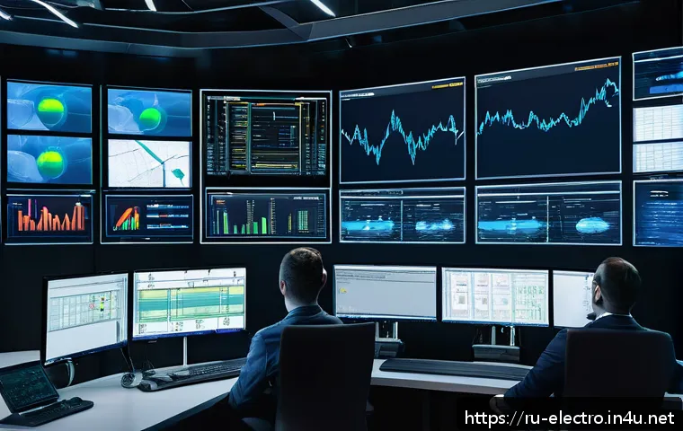 PID 제어기 설계 - A detailed, realistic industrial control room featuring engineers monitoring multiple screens displa...