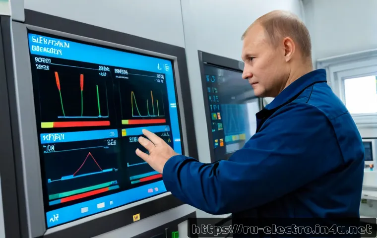 Home 17 자동 제어 시스템의 최적화 - Photorealistic modern automation control room in a Russian manufacturing facility, middle-aged engin...