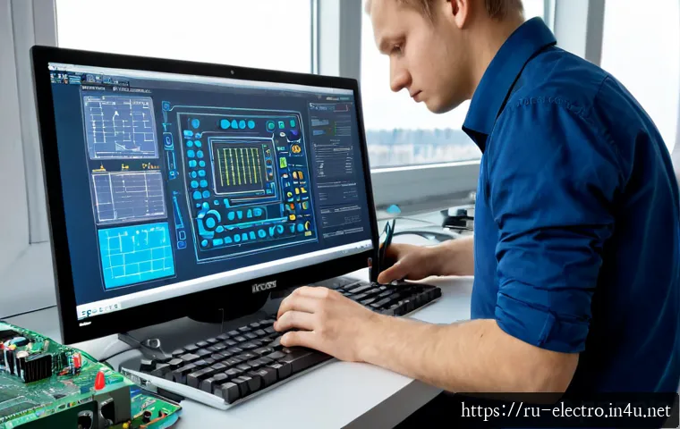 Home 17 디지털 시스템 설계 - Photorealistic electronics engineer designing a digital control system at a clean modern workstation...