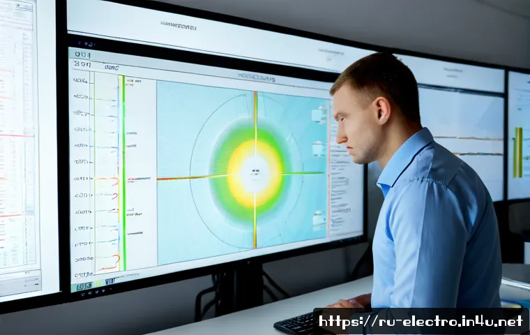 Home 17 전력 시스템 설계 툴 - Photorealistic electrical power system engineer in a modern Moscow design office, studying a large w...